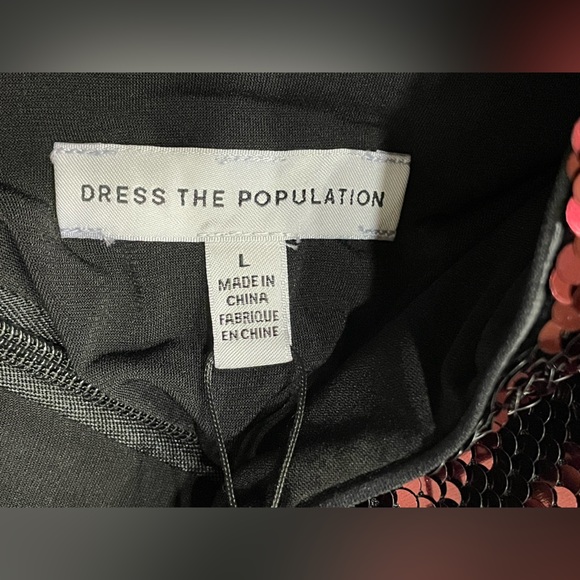 NEW Dress the Population Women's Natalie Long Sleeve Midi Dress Large Slit Front - Picture 12 of 15